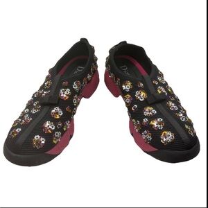 Dior Mesh Floral Embellished Fusion Slip On Sneakers Size 36